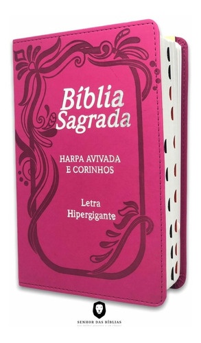 imagem de bíblia cor pink letra gigante com harpa 