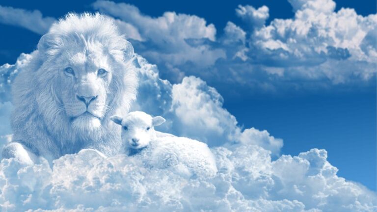 leão e o cordeiro em forma de nuvens